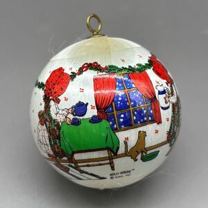 Vintage Holly Hobbie Satin Christmas Ornament Cottage 1980s Holiday Decor 3 inch